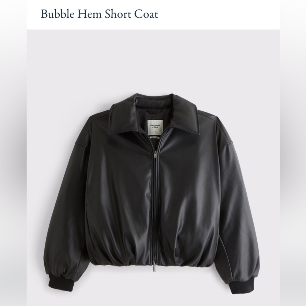 Abercrombie & Fitch Black Bomber Vegan Leather Jacket Size Small